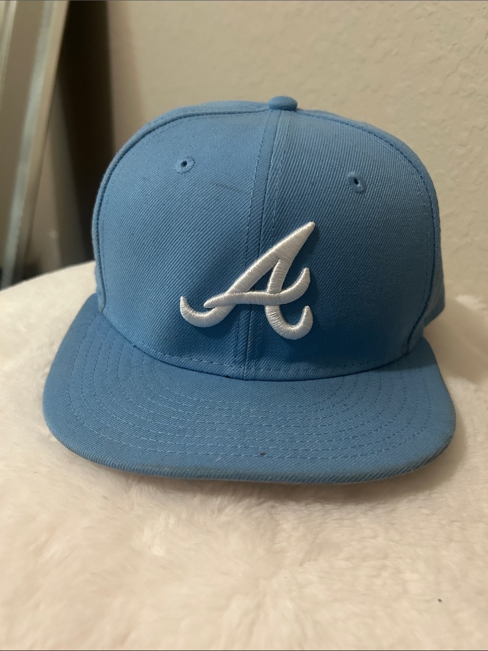 New Era Light Blue Atlanta 'A' Fitted Hat with White Logo